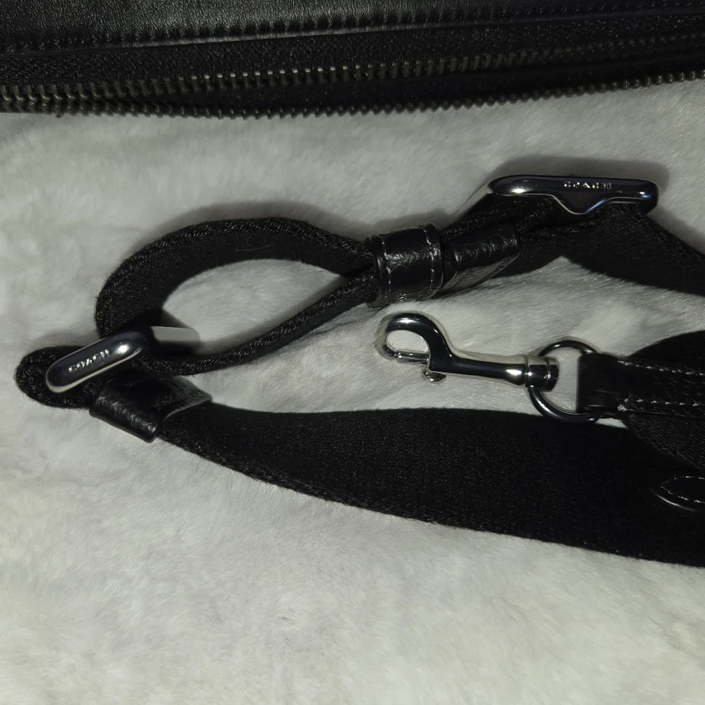 Coach Black Leather Graham Slim Briefcase with Gunmetal Accent Hardware C8170